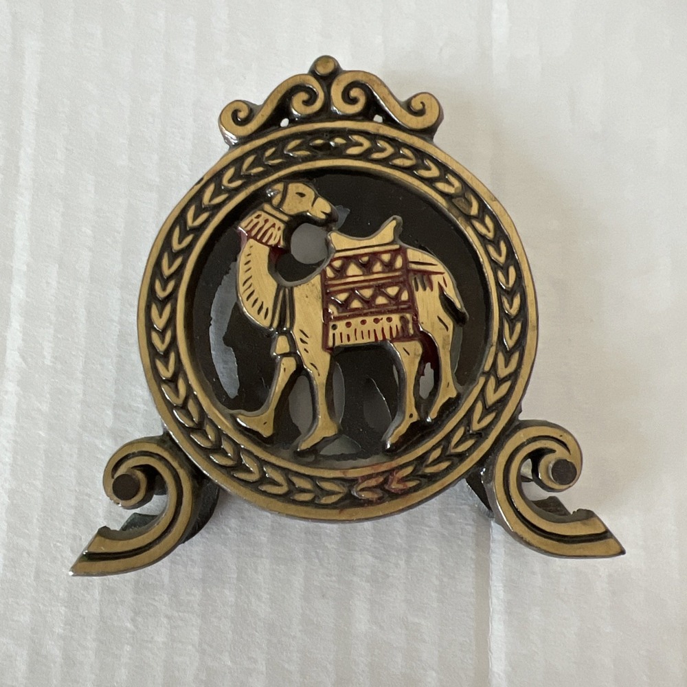 Vintage Camel Napkin Holder Brass Tone Metal
